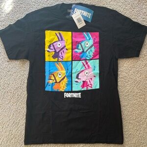 Fortnite Kids Short Sleeve T-Shirt - Black with Multicolor Llama Print
